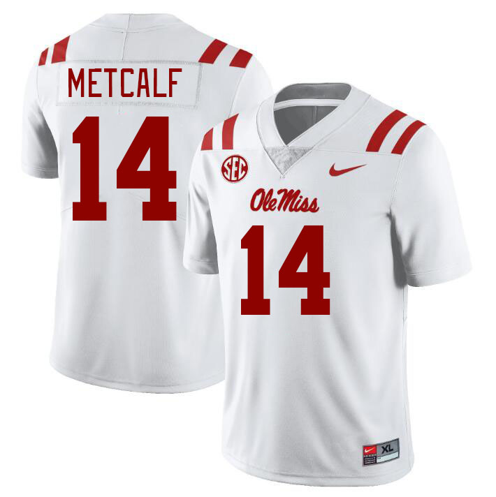 Ole Miss Rebels #14 DK Metcalf College Football Jerseys Stitched Sale-White